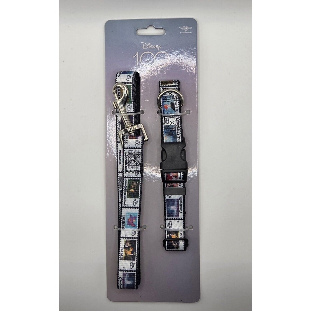 Disney 100 Years of Wonder Pet Collar & Leash Set Stamp Collage Buckle-Down Med